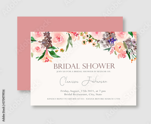 Pink Rose Floral Bridal Shower Invitation