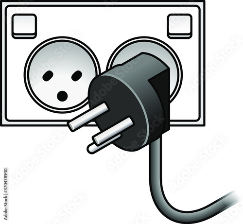 International AC power plug and wall socket: Denmark. Three pin plug with oval-section active and neutral pins.