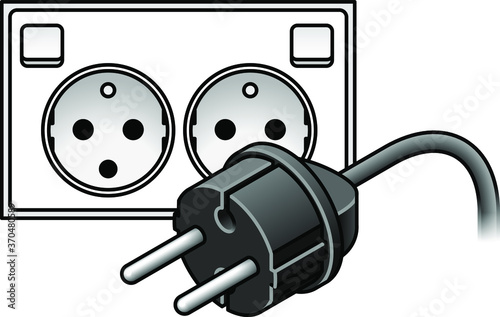 International AC power plug and wall socket: Europe, Sweden. Two pin plug.