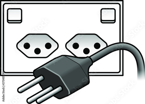 International AC power plug and wall socket: Switzerland. Three pin plug.