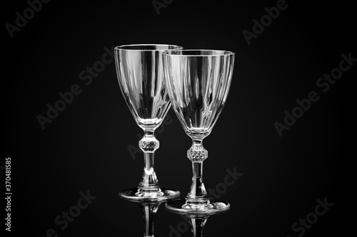 Empty glasses on dark background