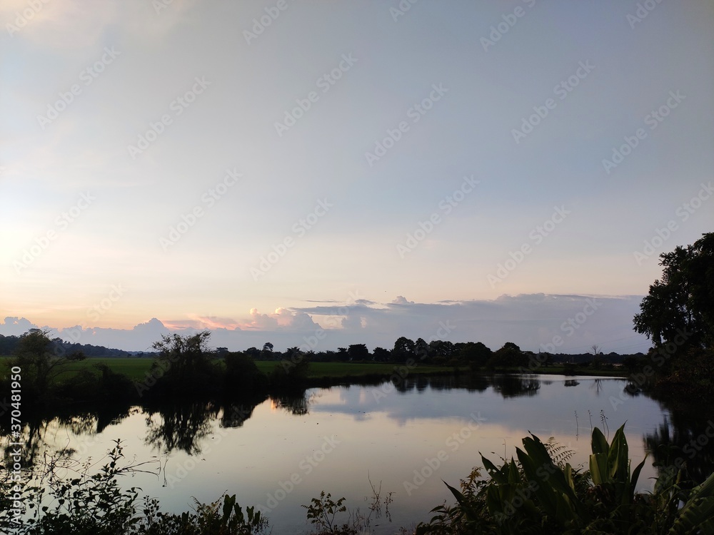 sunset over the river