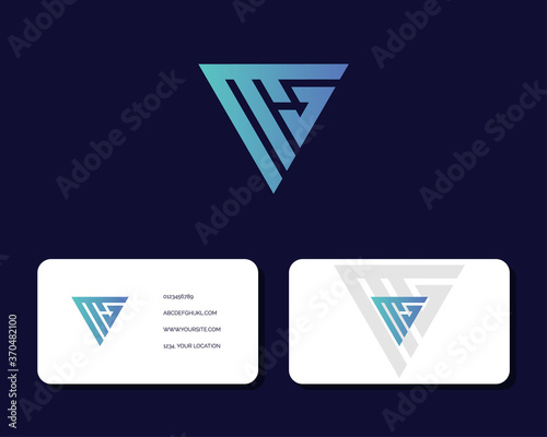 Letter M G logo design with business card vector template.. creative minimal monochrome monogram symbol. Premium business logotype. Graphic alphabet symbol for corporate identity