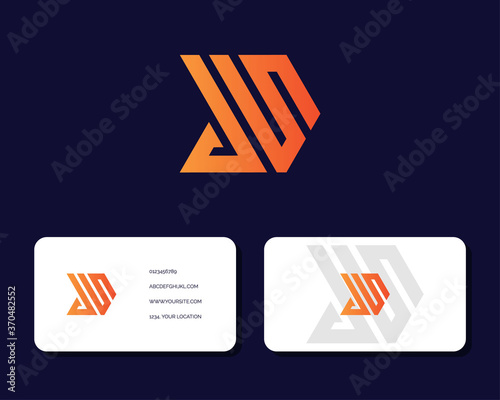 Letter J S logo design with business card vector template.. creative minimal monochrome monogram symbol. Premium business logotype. Graphic alphabet symbol for corporate identity