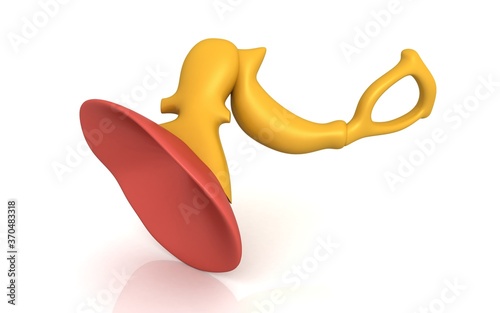 3D illustration of inner ear . Cochlea in color background