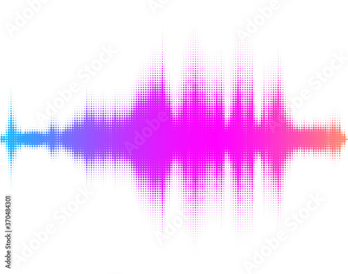 Abstract multicolored dotted sound wave.