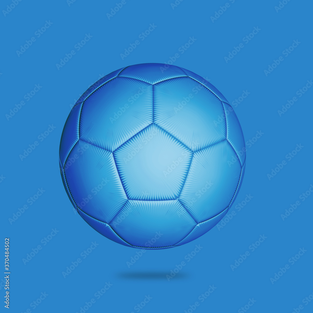 Blue soccer ball 3d illustration.