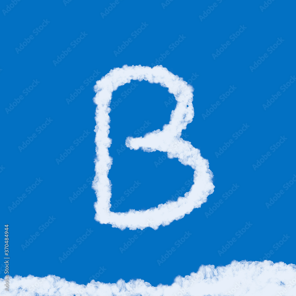 Clouds in shape of the letter B. 3d illustration