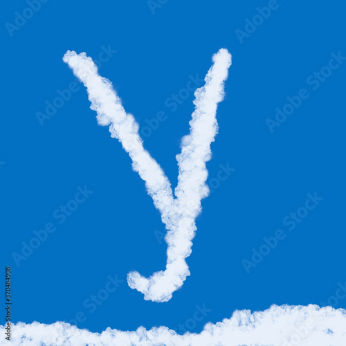 Clouds in shape of the letter Y. 3d illustration