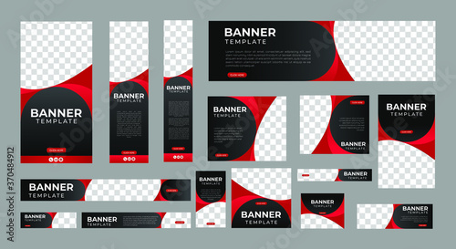 set of creative web banners of standard size with a place for photos. Vertical, horizontal and square template. vector illustration eps 10