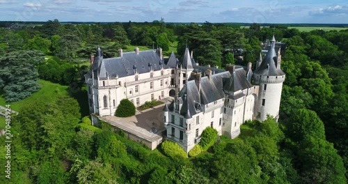 France, Loir et Cher, Loire valley listed as World Heritage by UNESCO, Chaumont sur Loire, Aerial view of the castle photo