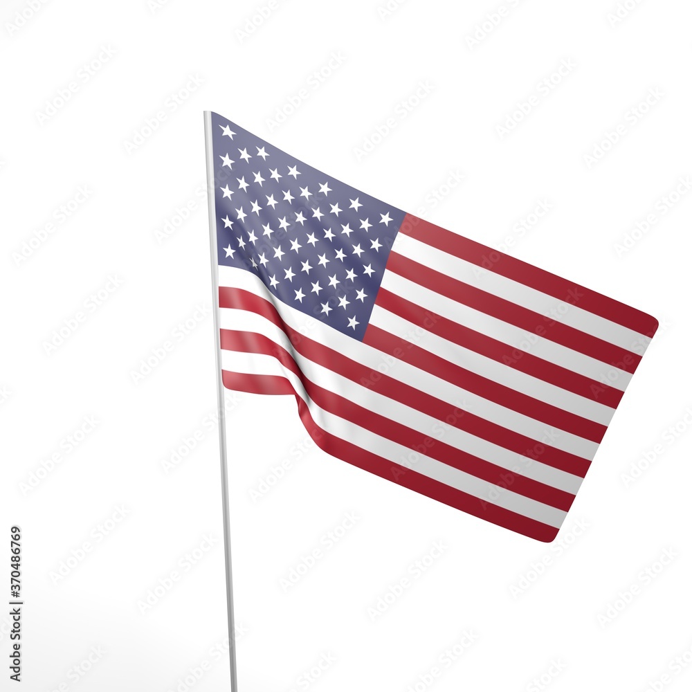 Fototapeta premium American flag 3d illustration. White background