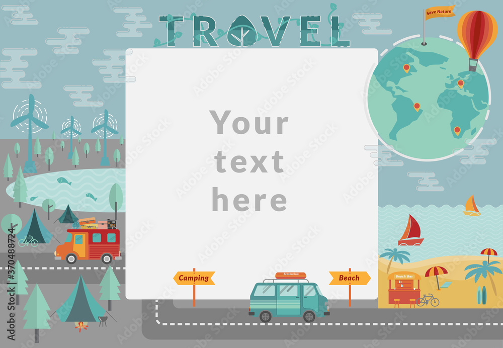 Travel infomation board with copy space. Flat icon design