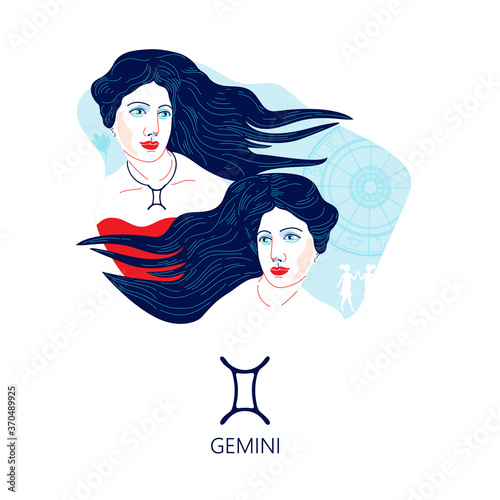 Zodiac sign Gemini. The symbol of the astrological horoscope.