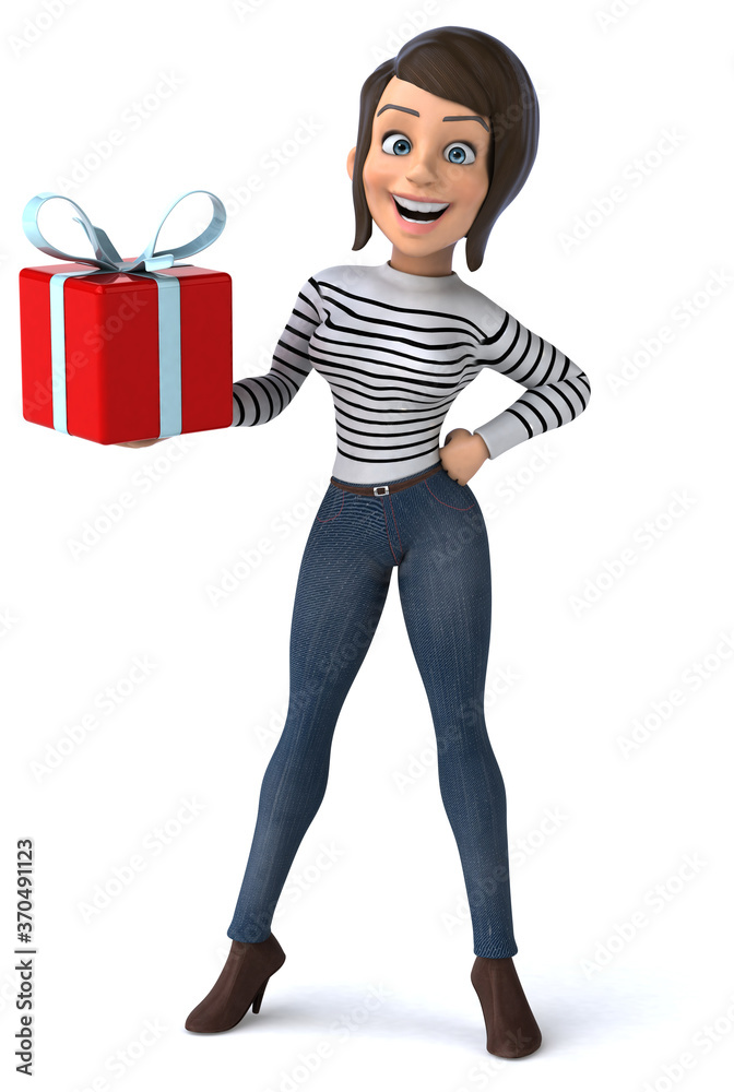 Fun 3D cartoon casual character woman Fun 3D cartoon casual character woman