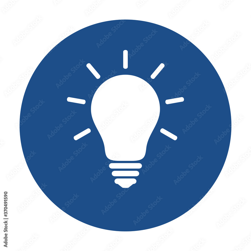 Blue round glowing light bulb icon, button isolated on a white background. EPS10 vector file Blue round glowing light bulb icon, button isolated on a white background. EPS10 vector file