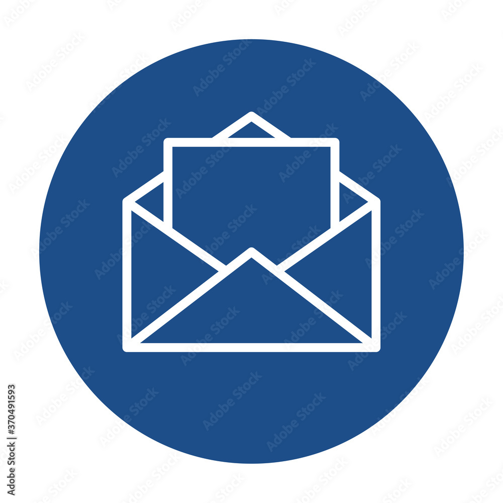 Blue round opened envelope with letter outline icon, button isolated on a white background. EPS10 vector file Blue round opened envelope with letter outline icon, button isolated on a white background. EPS10 vector file