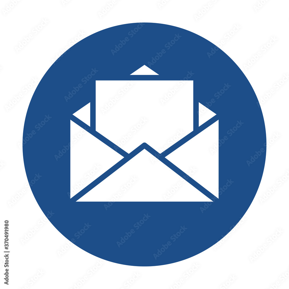 Blue round opened envelope with letter icon, button isolated on a white background. EPS10 vector file Blue round opened envelope with letter icon, button isolated on a white background. EPS10 vector file