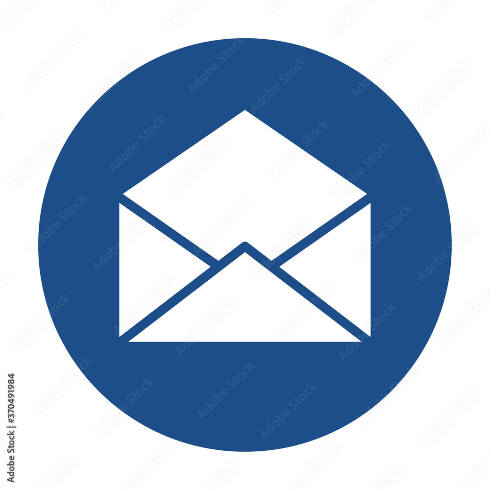 Blue round opened envelope icon, button isolated on a white background. EPS10 vector file Blue round opened envelope icon, button isolated on a white background. EPS10 vector file