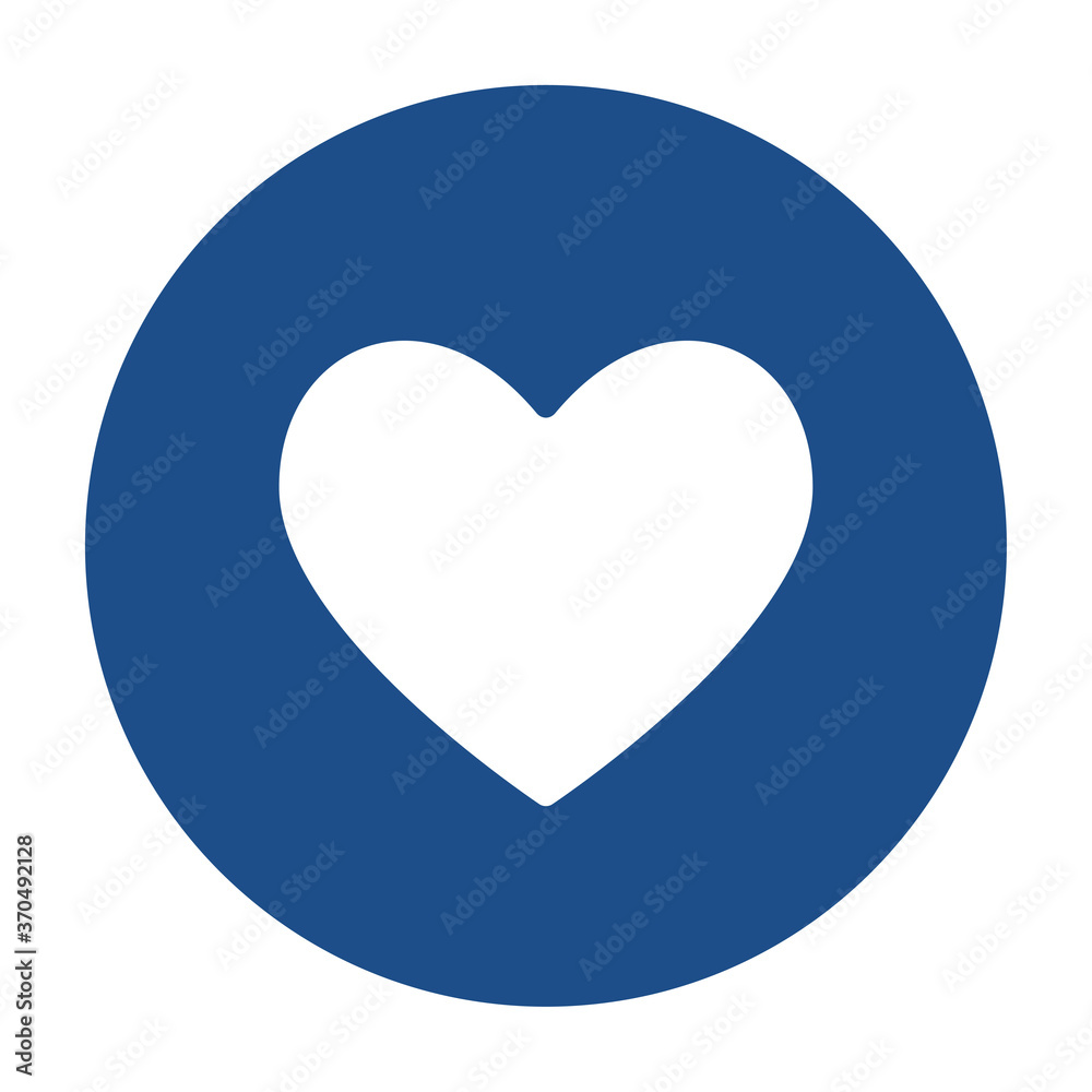 Blue round heart icon, button isolated on a white background. EPS10 vector file