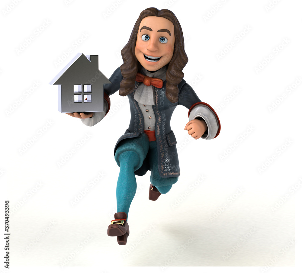 3D Illustration of a cartoon man in historical baroque costume 3D Illustration of a cartoon man in historical baroque costume