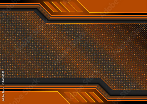 Orange Abstract Tech Background with Decorative Diagonal Linear Pattern and H...