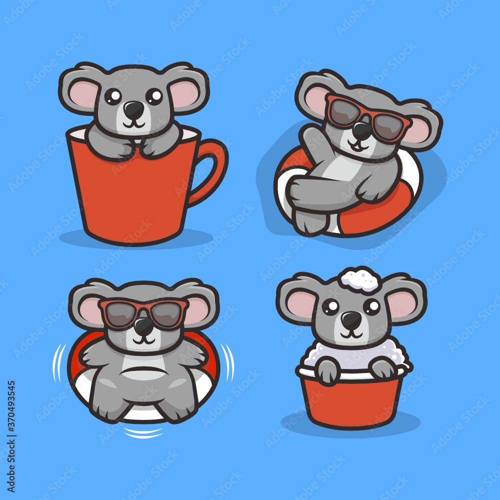 Set of koala mascot design illustration