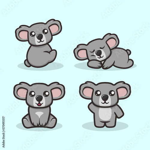 Set of koala mascot design illustration