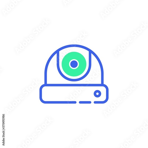 Surveillance camera icon vector, filled flat sign, CCTV camera bicolor pictogram, green and blue colors. Symbol, logo illustration