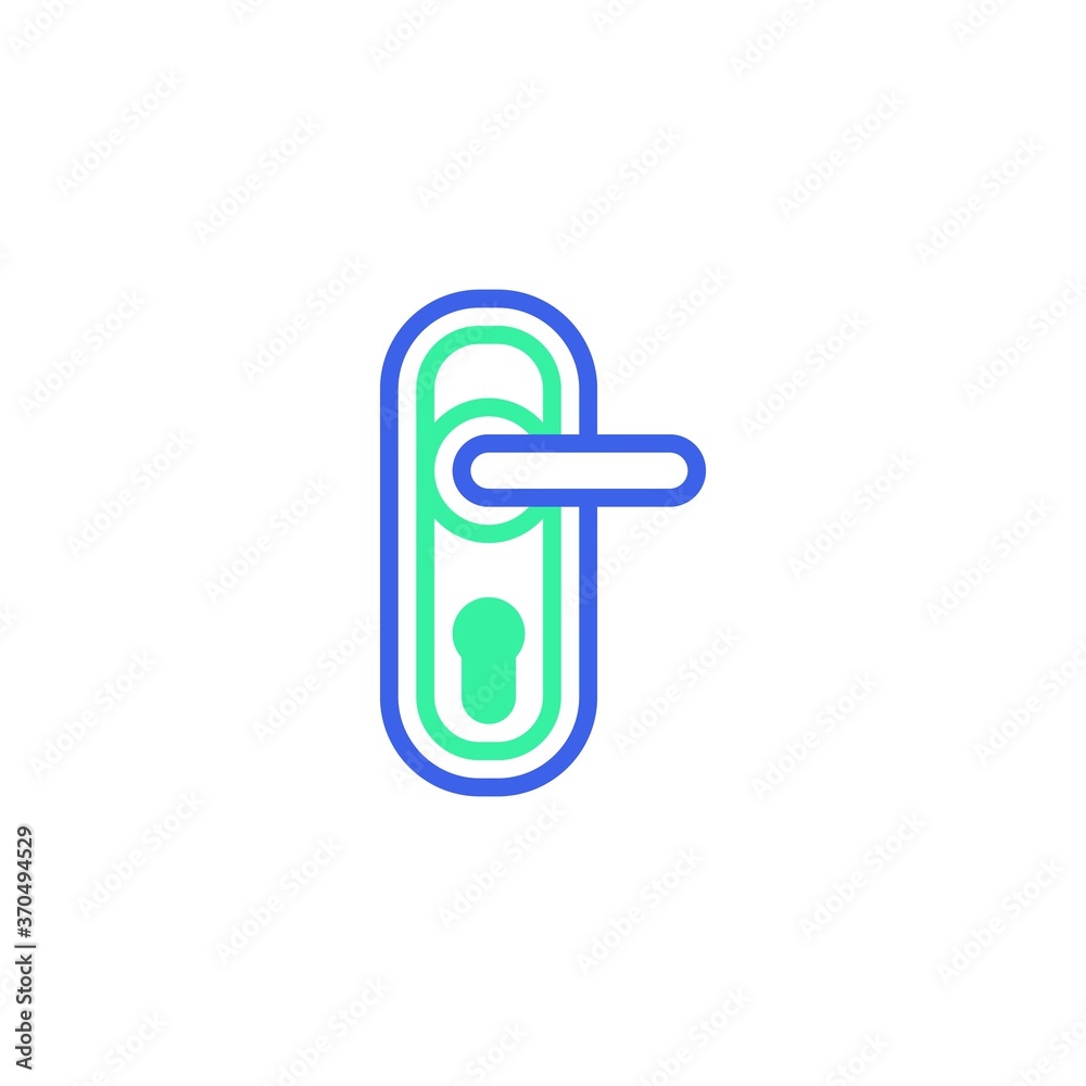 Door handle with keyhole icon vector, filled flat sign, door handle bicolor pictogram, green and blue colors. Symbol, logo illustration Door handle with keyhole icon vector, filled flat sign, door handle bicolor pictogram, green and blue colors. Symbol, logo illustration