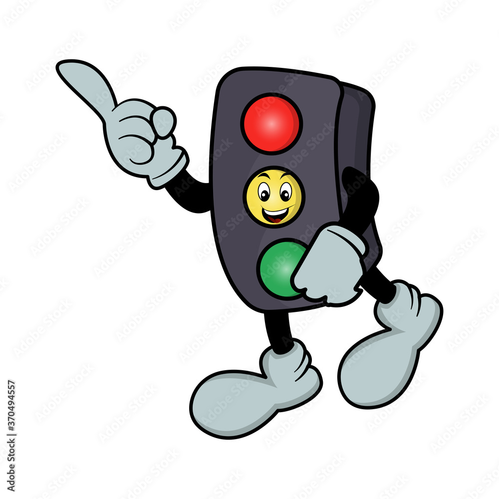 Traffic light character cartoon. Design template vector Traffic light character cartoon. Design template vector
