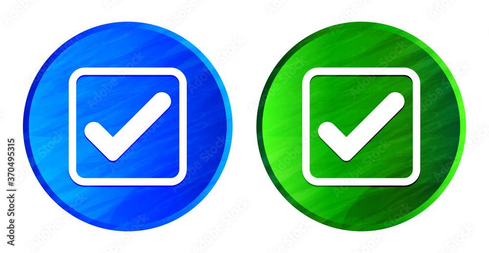 Check box icon grunge texture round button set illustration Check box icon grunge texture round button set illustration