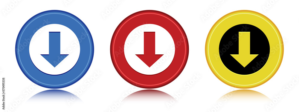 Download icon flat round button set illustration Download icon flat round button set illustration
