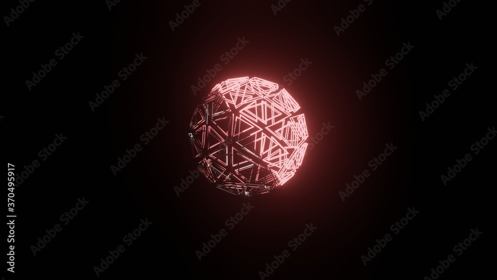 Illustration graphic of a 3d render dark and light shade of pink color wired frame plasma sphere or circle, isolated on black background. Illustration graphic of a 3d render dark and light shade of pink color wired frame plasma sphere or circle, isolated on black background.