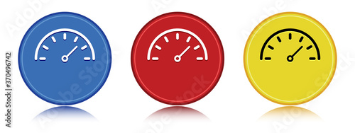 Speedometer gauge icon flat round button set illustration