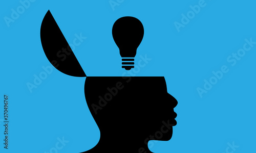 Head Silhouette Bursting Out With Ideas As Rocket Symbols. Man Thinking New  Crutial Informations. Businessman Showing Updates With Symbols. Executive  Making Decisions In Mind Stock Photo - Alamy