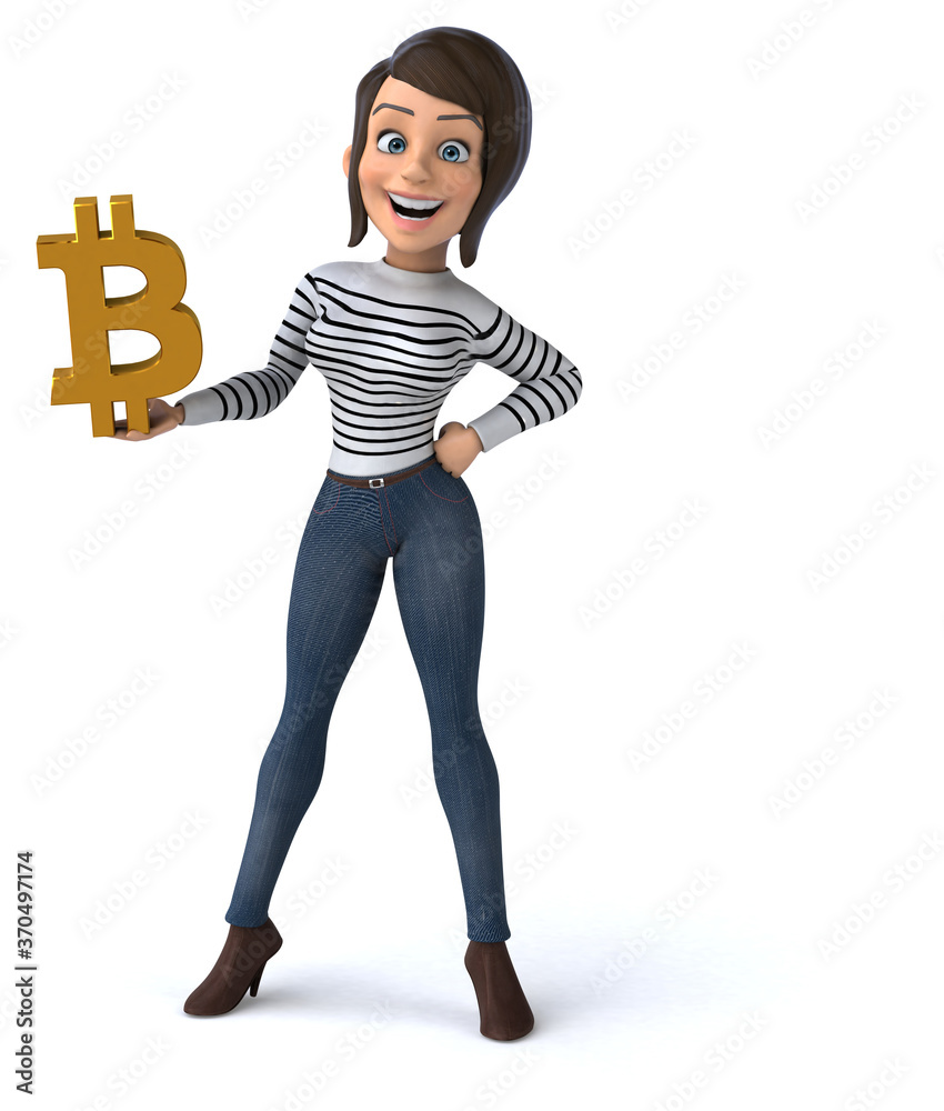Fun 3D cartoon casual character woman Fun 3D cartoon casual character woman