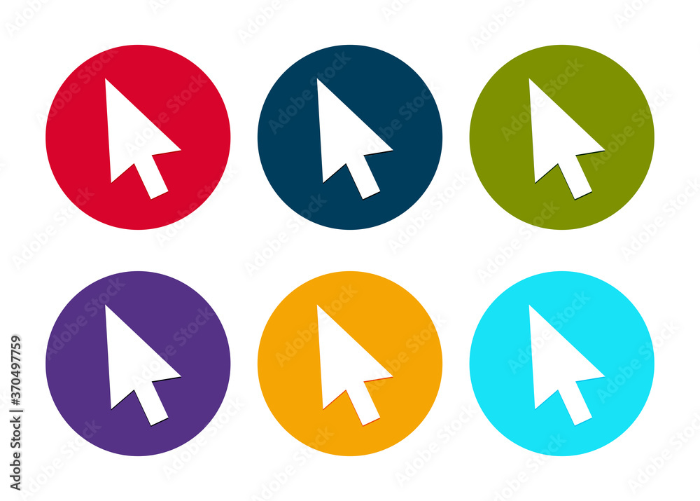 Cursor icon modern flat round button set illustration Cursor icon modern flat round button set illustration