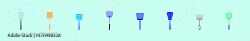 tool for the destruction of insects at home. fly swatter set isolated on blue