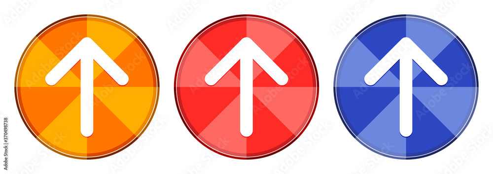 Up arrow icon burst light round button set illustration Up arrow icon burst light round button set illustration