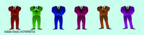 set of suits fashion style with different color isolated on blue
