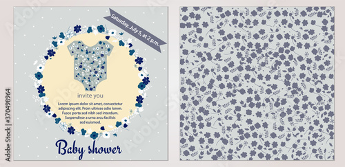 Baby shower with body and flowers, vector illustration