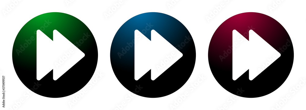 Jump forward icon night surface round button set illustration Jump forward icon night surface round button set illustration