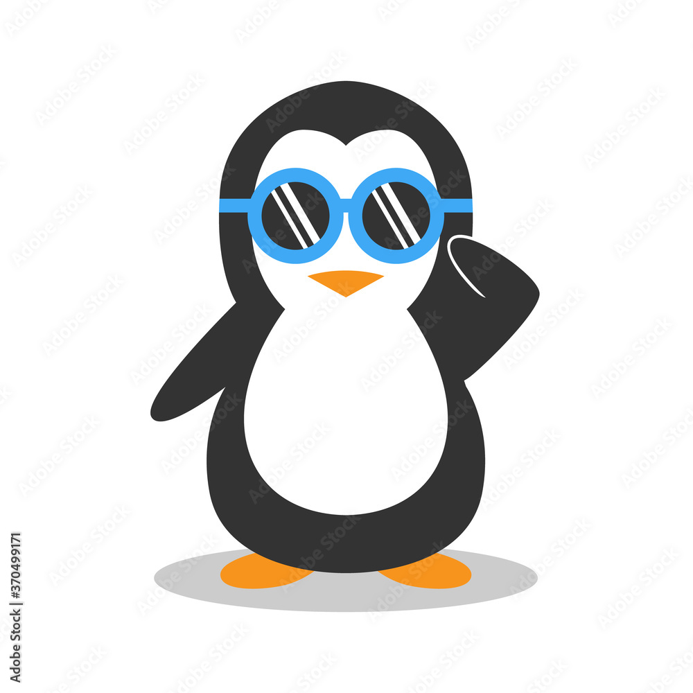 Obraz premium penguin with glasses cartoon illustration creative concept