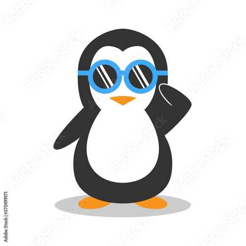 penguin with glasses cartoon illustration creative concept