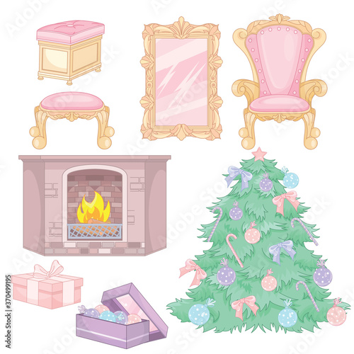 Christmas New Year House Interior Living Room Furniture