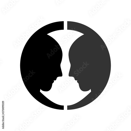 symmetry two faces logo creative concept