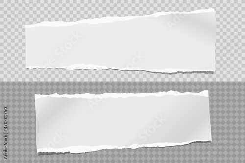 Strips of torn, ripped grey and white paper with soft shadow are on squared background for text. Vector illustration