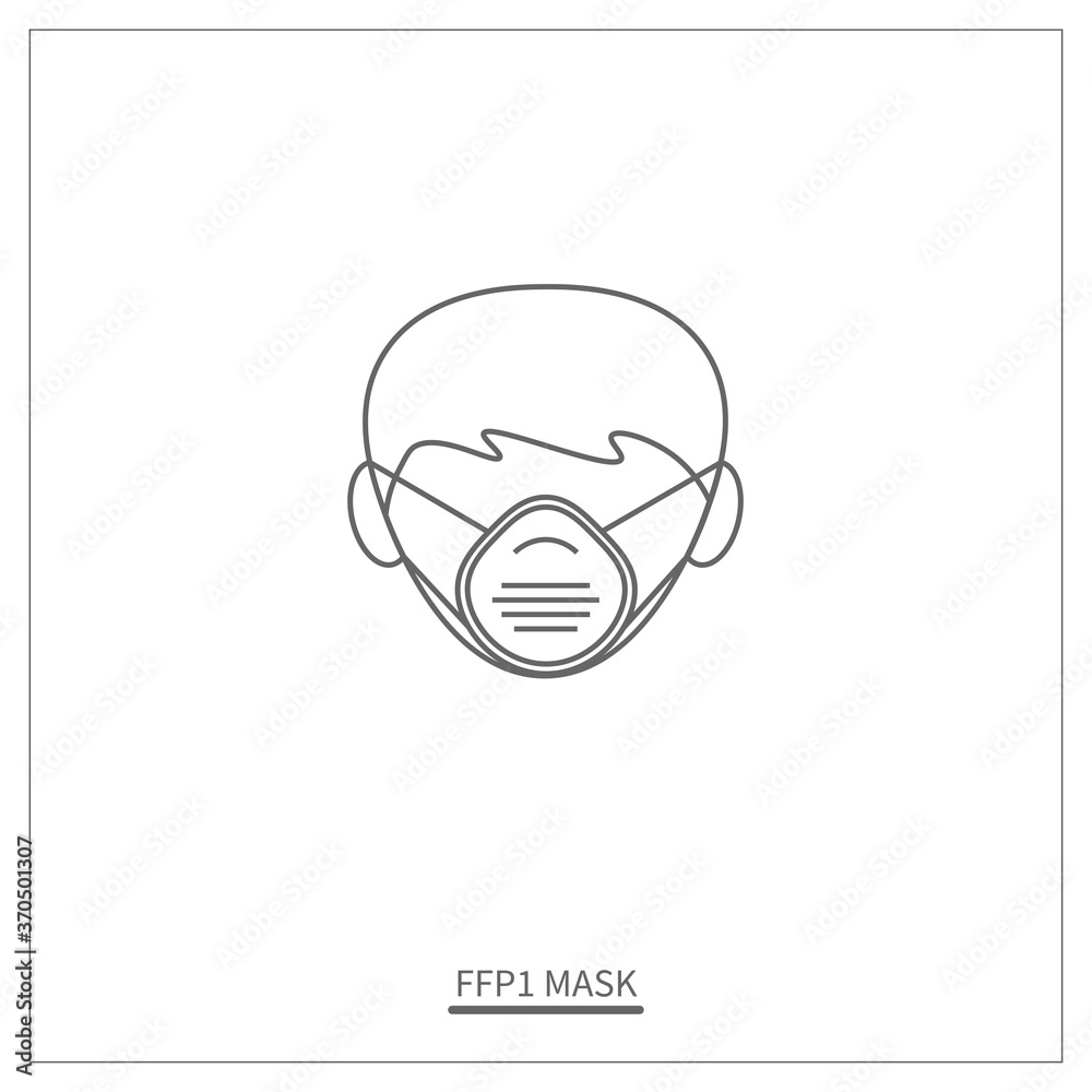 Man Wearing FFP1 Mouth Mask Icon. Vector Illustration Design. Man Wearing FFP1 Mouth Mask Icon. Vector Illustration Design.