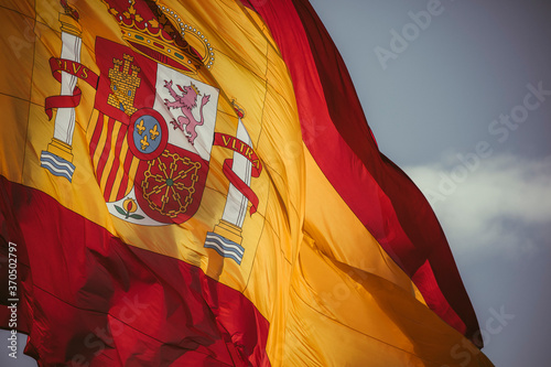 Flag of Spain waving in the wind.